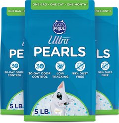 Ultra Premium Non-Clumping Pearls Unscented Silica Cat Litter, 5-lb bag, 3 count
