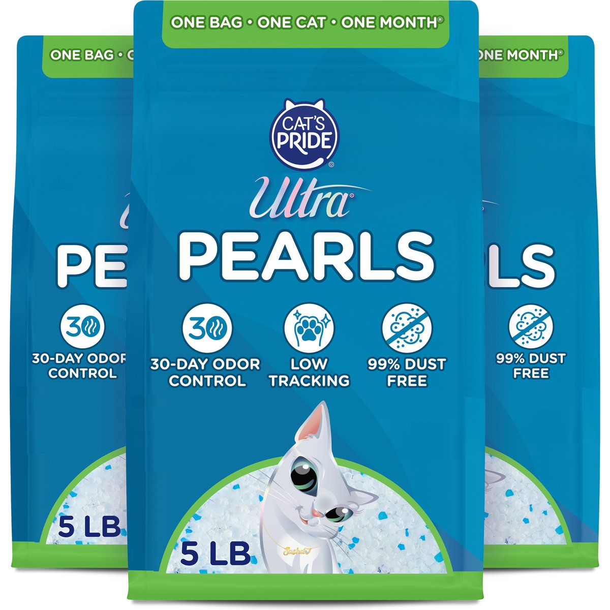 Ultra Pearls Unscented Premium Non-Clumping Cat Litter, 5-lb bag, bundle of 3