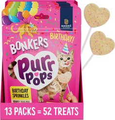 BONKERS Purrpops Birthday Edition Chicken Flavored Freeze-Dried Cat Treats, 52 count