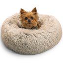 Best Friends by Sheri The Original Calming Shag Fur Donut Cuddler Cat & Dog Bed, Taupe, X-Small
