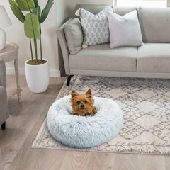 Best Friends by Sheri The Original Calming Shag Fur Donut Cuddler Cat & Dog Bed, Frost, X-Small
