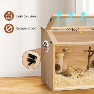 Coziwow Wooden Hamster Cage & Gerbil Habitat with Openable Top, 31.5-in