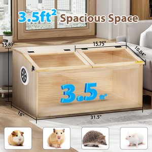Coziwow Wooden Hamster Cage & Gerbil Habitat with Openable Top, 31.5-in
