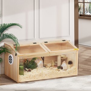 Coziwow Wooden Hamster Cage & Gerbil Habitat with Openable Top, 31.5-in
