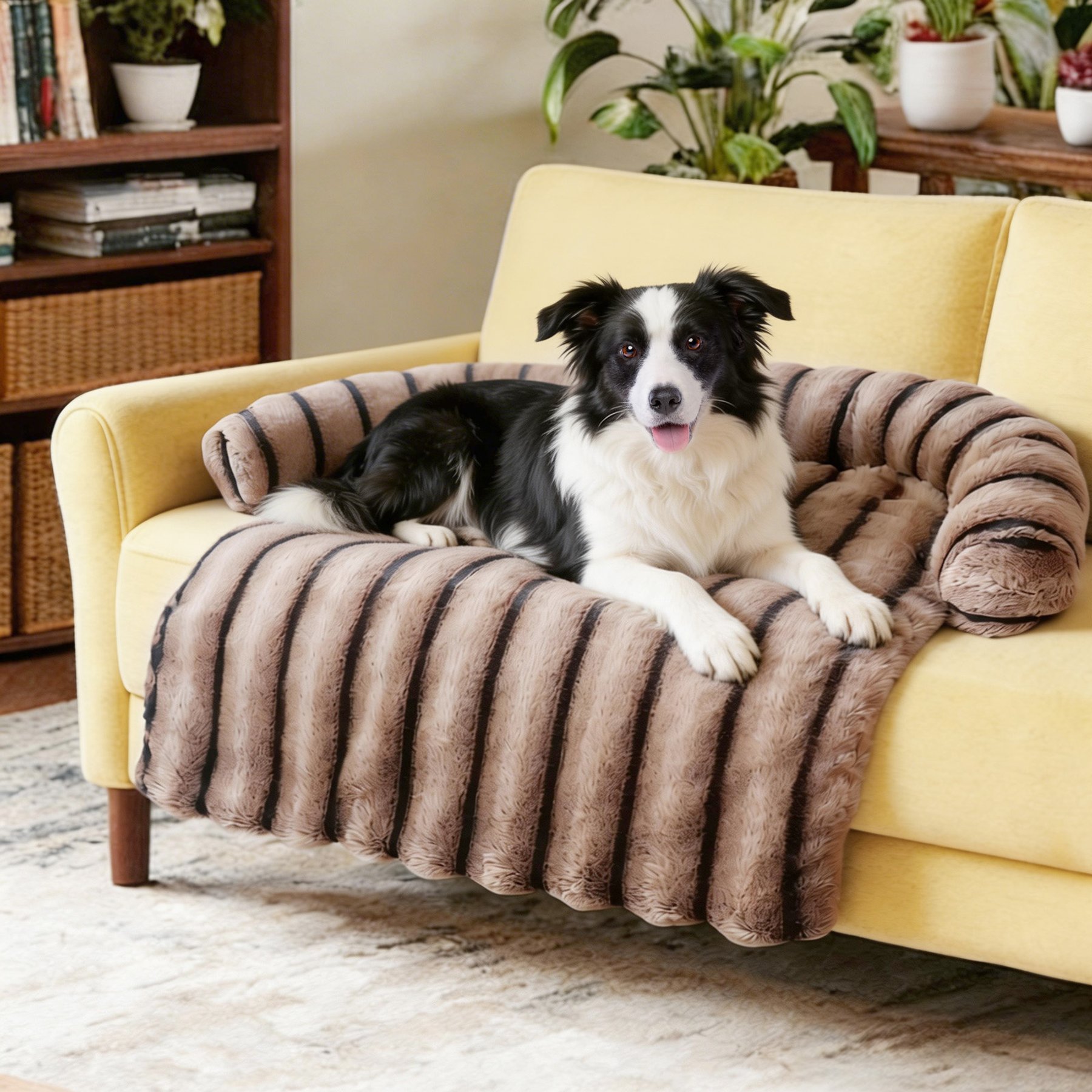 LFC PETS Sofa Bolster Dog & Cat Couch Cover, Brown, Large