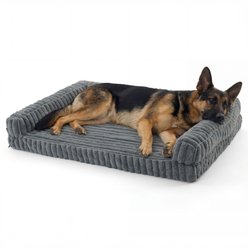Bedsure ComfyFleece Orthopedic Waterproof Dog Bed with Corduroy Removable Cover, Grey, X-Large Pro