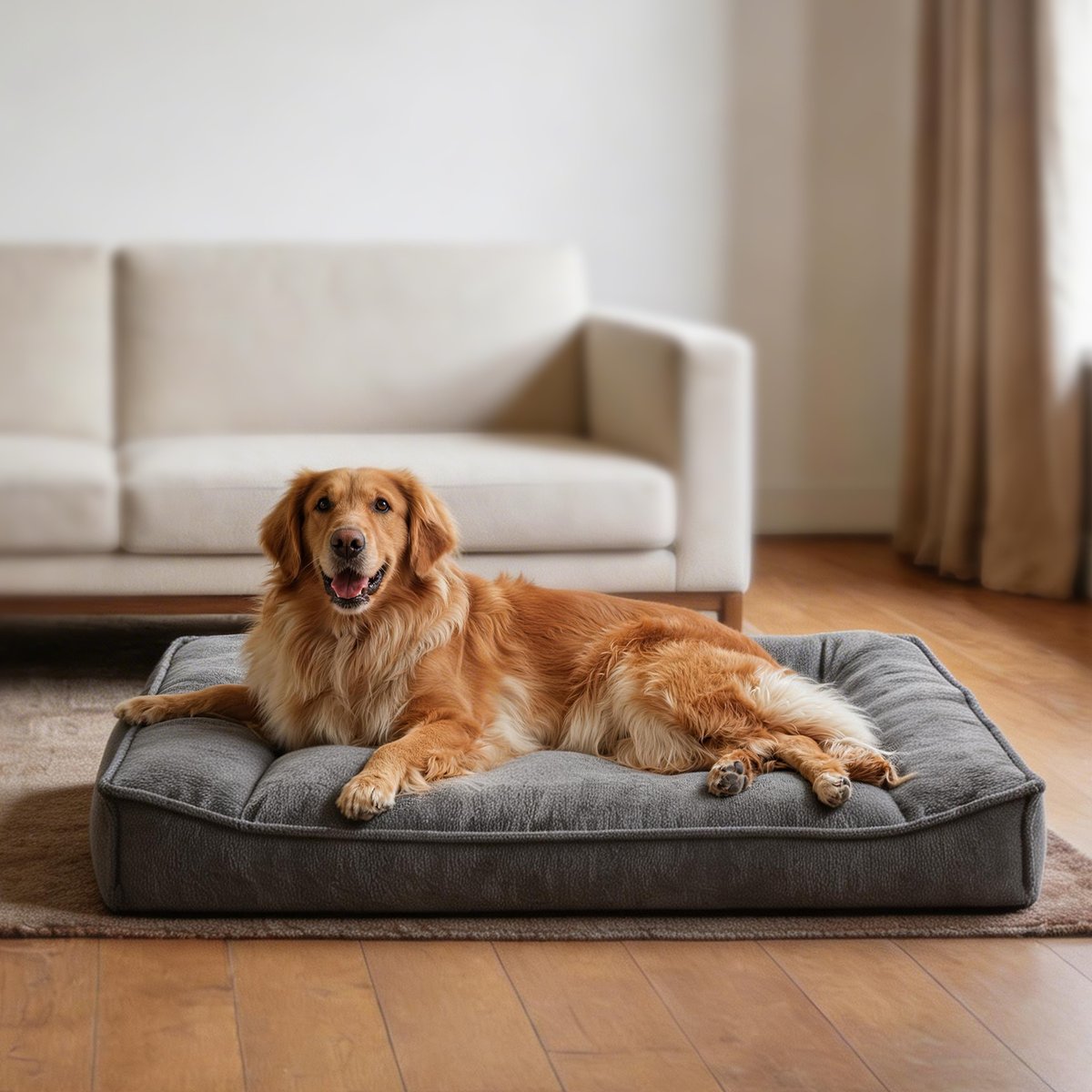 JOEJOY High Sided Fish Scale Orthopedic Bolster Dog Sofa Bed with Removable Cover, Grey, X-Large: 42 x 30 x 10-in