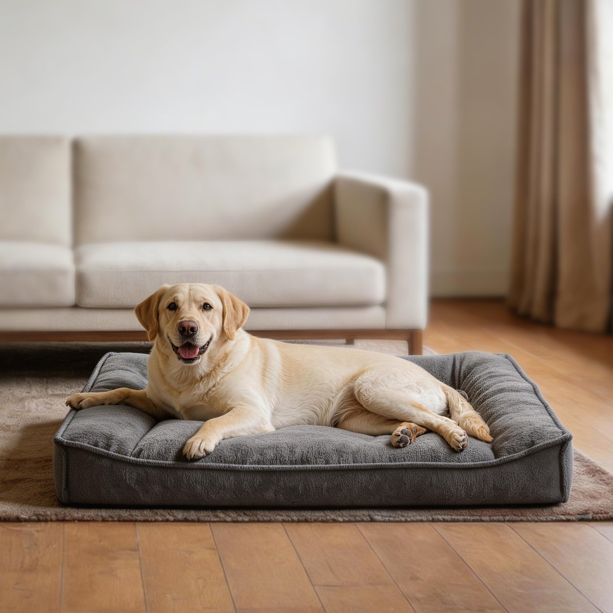 JOEJOY High Sided Fish Scale Orthopedic Bolster Dog Sofa Bed with Removable Cover, Grey, Large Plus: 38 x 28 x 9-in