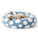 Lesure Calming Cute Modern Plush Jacquard Shaggy Orthopedic Anti-Slip Donut Dog & Cat Bed with Removable Cover, Blue, Medium