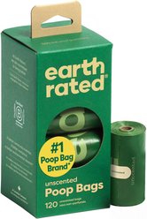 Earth Rated Dog Poop Bags, Refill Rolls, Unscented, 120 count