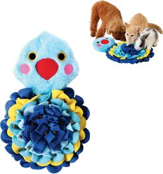 LuftPets Blue Bird Snuffle Mat Squeaky & Washable Plush Dog & Cat Toy, Blue