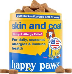 Happy Paws Skin & Coat Soft Chews Supplement for Dogs, 100 count