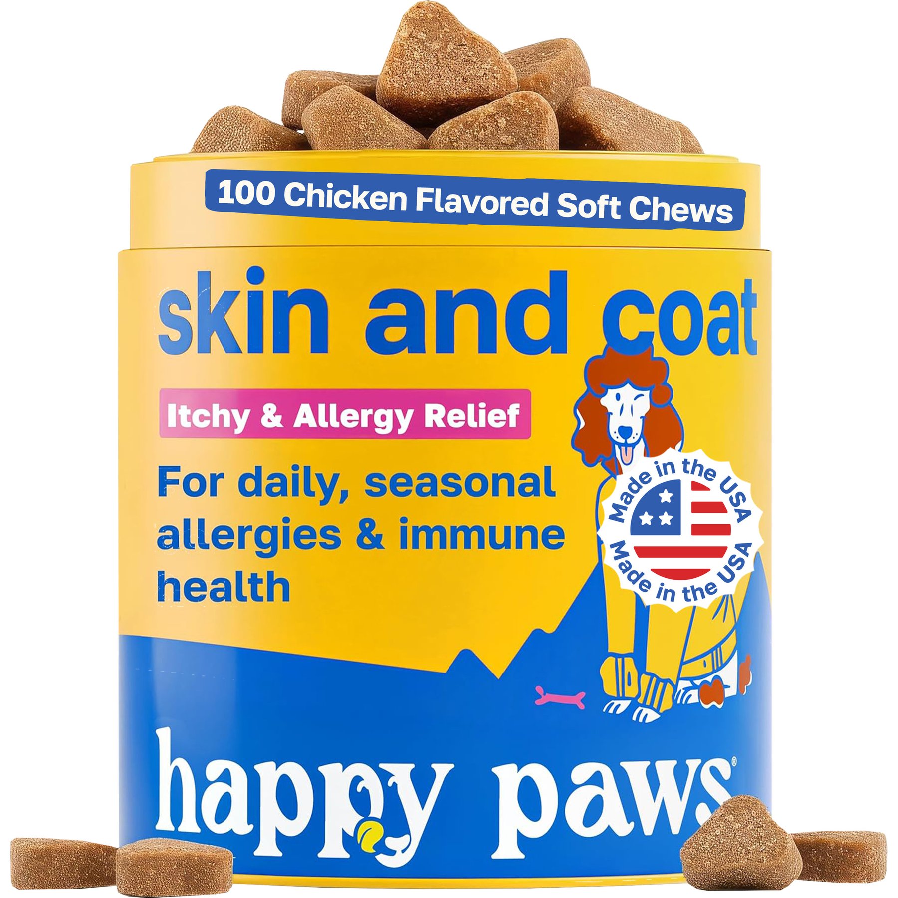 Happy Paws Skin & Coat Soft Chews Supplement for Dogs, 100 count