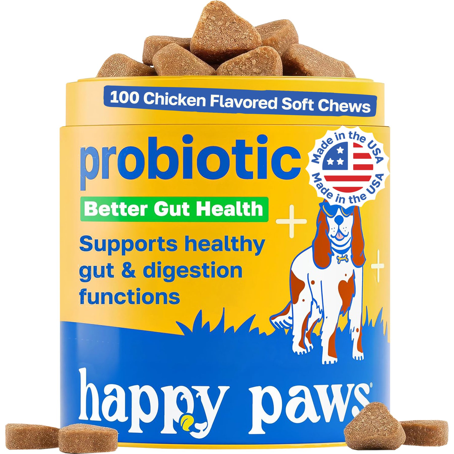 Happy Paws Probiotic Soft Chews Supplement for Dogs, 100 count