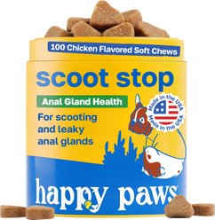 Happy Paws Stop Scoot Anal Gland Support Soft Chews Supplement for Dogs, 100 count