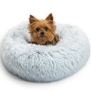 Best Friends by Sheri The Original Calming Shag Fur Donut Cuddler Cat & Dog Bed, Frost, X-Small