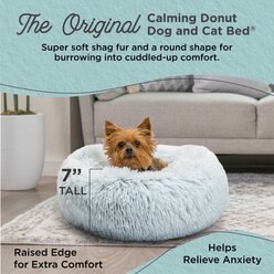 Best Friends by Sheri The Original Calming Shag Fur Donut Cuddler Cat & Dog Bed, Frost, X-Small slide 2 of 8