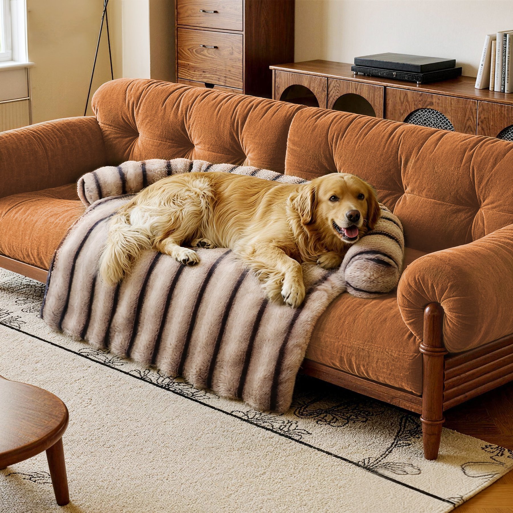 LFC PETS Sofa Bolster Dog & Cat Couch Cover, Brown, X-Large