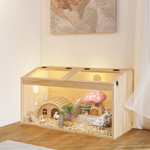 Coziwow Wooden Hamster Cage & Gerbil Habitat with Openable Top, 31.5-in
