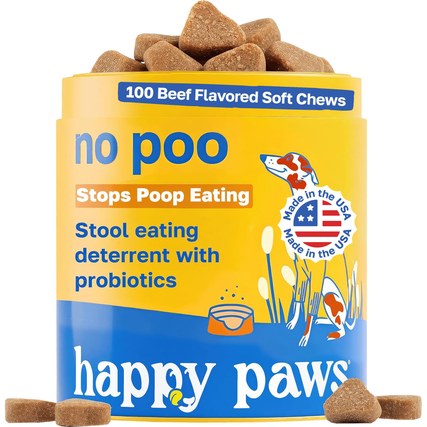 Happy Paws No Poo Soft Chews Supplement for Dogs, 100 count