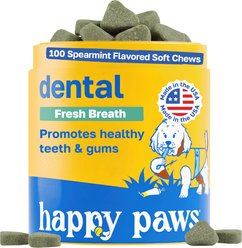 Happy Paws Dental Health Soft Chews Supplement for Dogs, 100 count