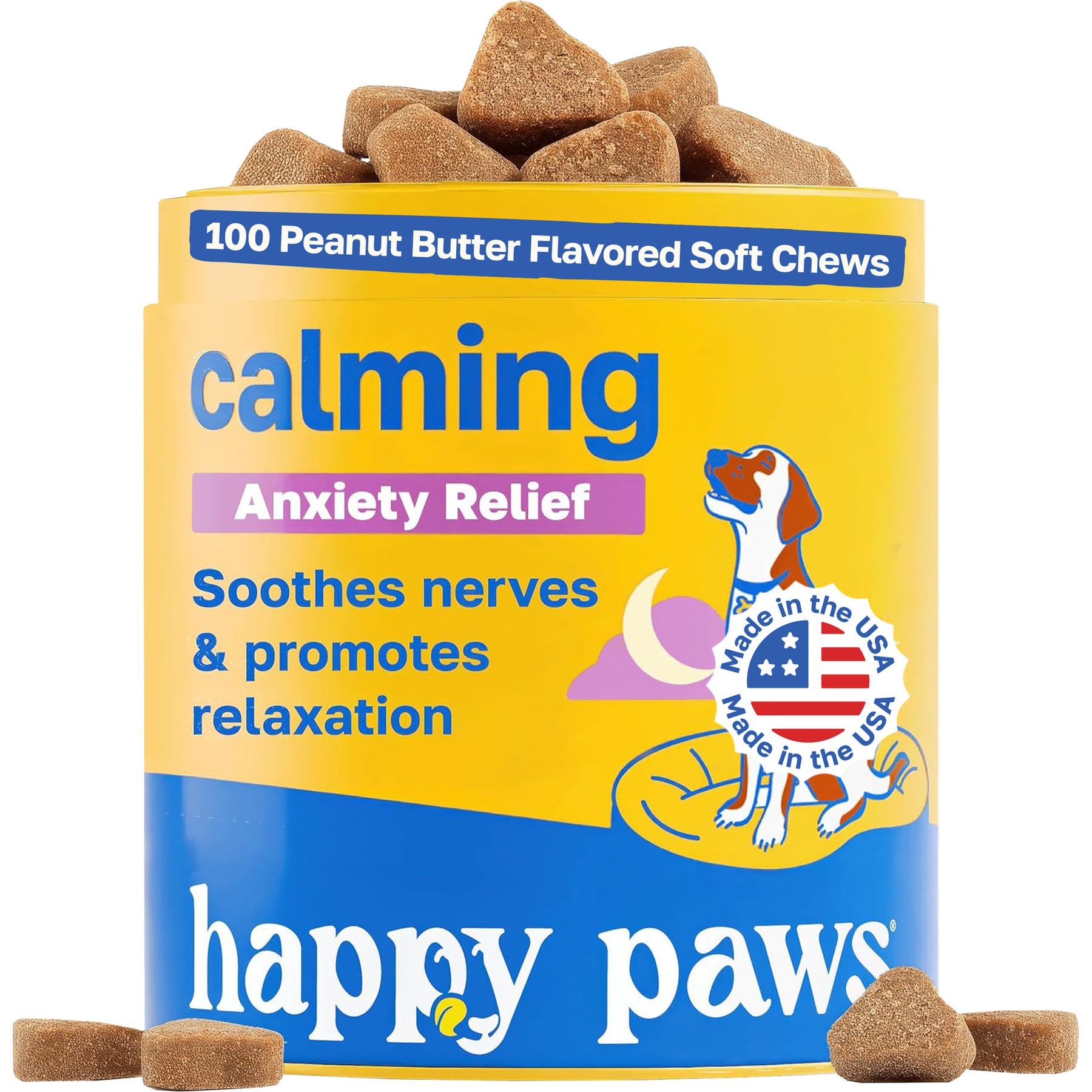 Happy Paws Calming Soft Chews Supplement for Dogs, 100 count
