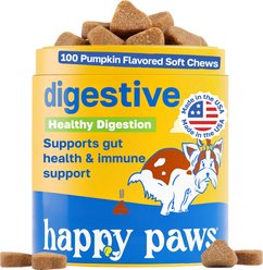 Happy Paws Digestive Health Soft Chews Supplement for Dogs, 100 count slide 1 of 9