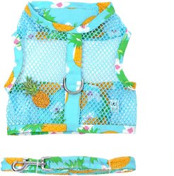Doggie Design Cool Mesh Adjustable Dog Harness with Leash, Pineapple Luau, Medium: 16 to 19-in chest
