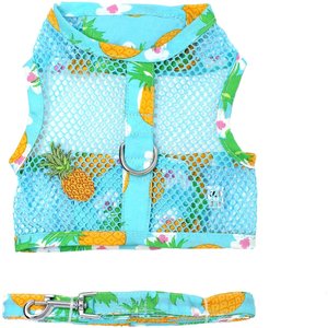 Doggie Design Cool Mesh Adjustable Dog Harness with Leash, Pineapple Luau, X-Small: 10 to 13-in chest