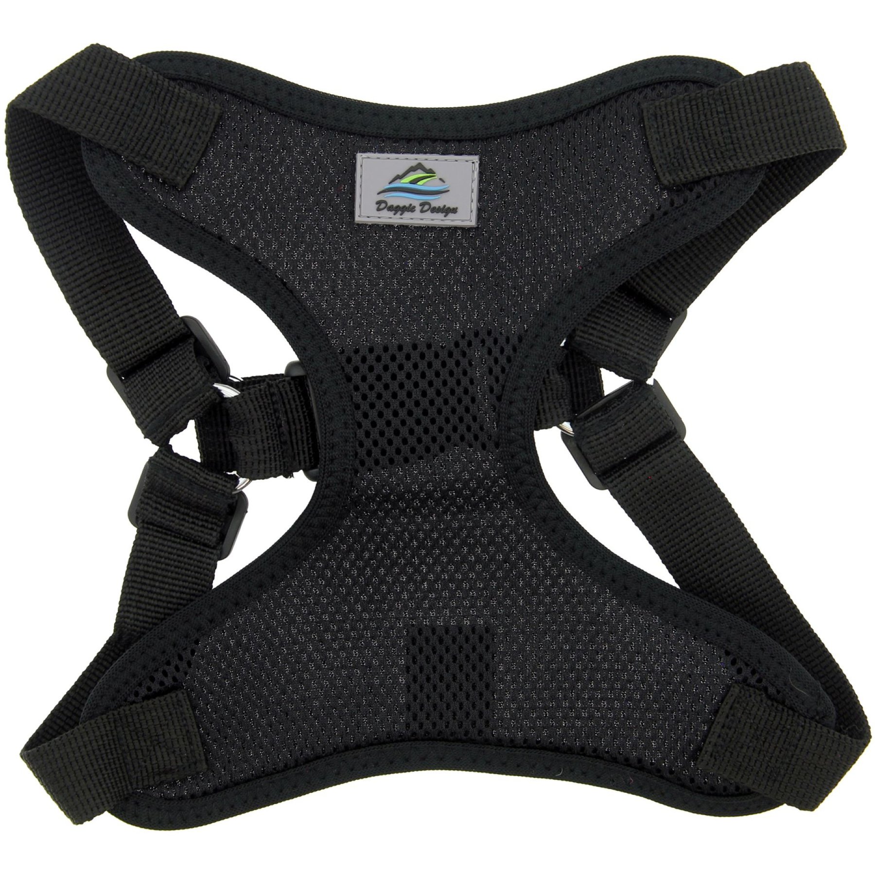 Doggie Design Wrap & Snap Choke Free Adjustable Dog Harness, Black, Medium: 17 to 20-in chest