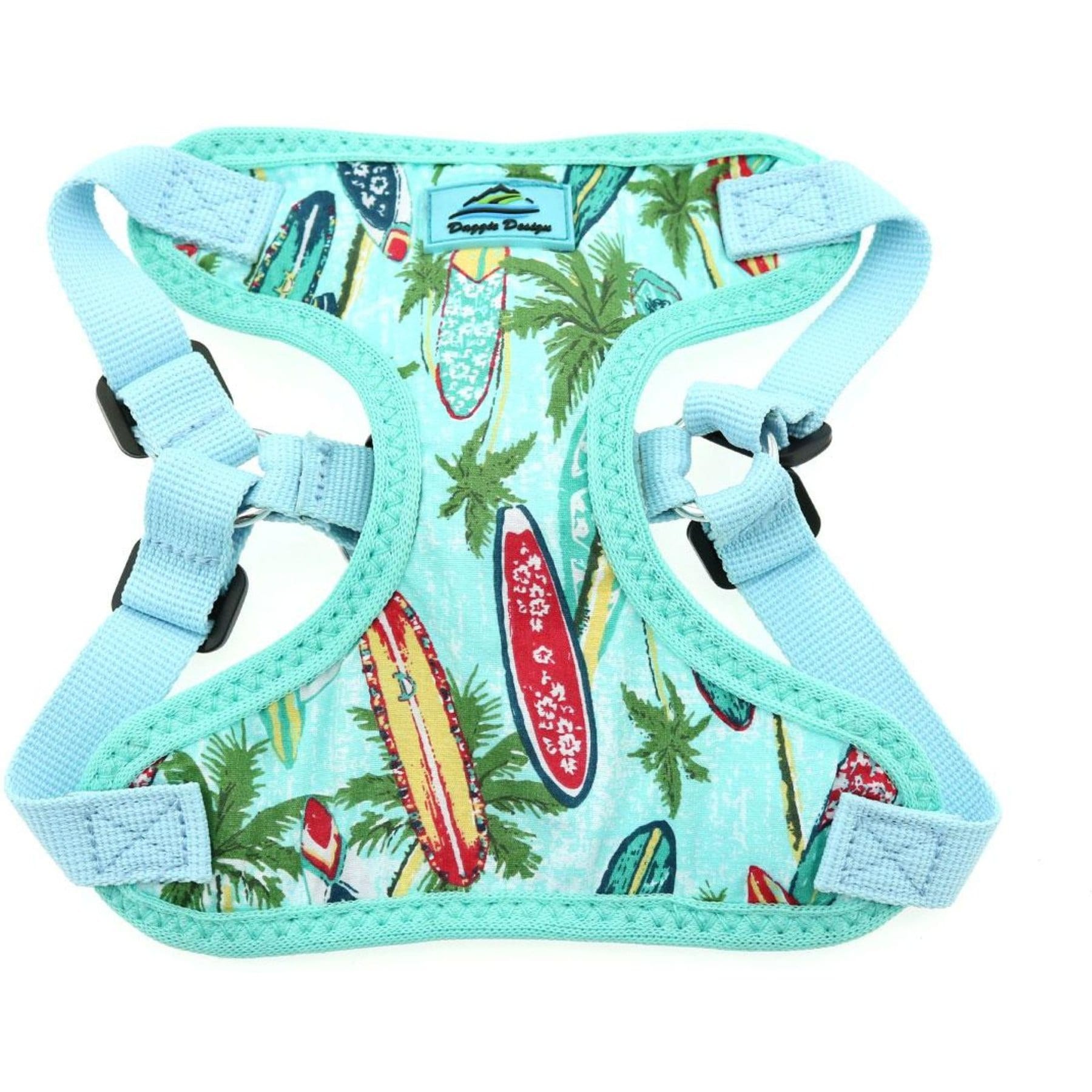 Doggie Design Wrap & Snap Choke Free Adjustable Dog Harness, Surboards/Palms, X-Small: 12 to 13.75-in chest