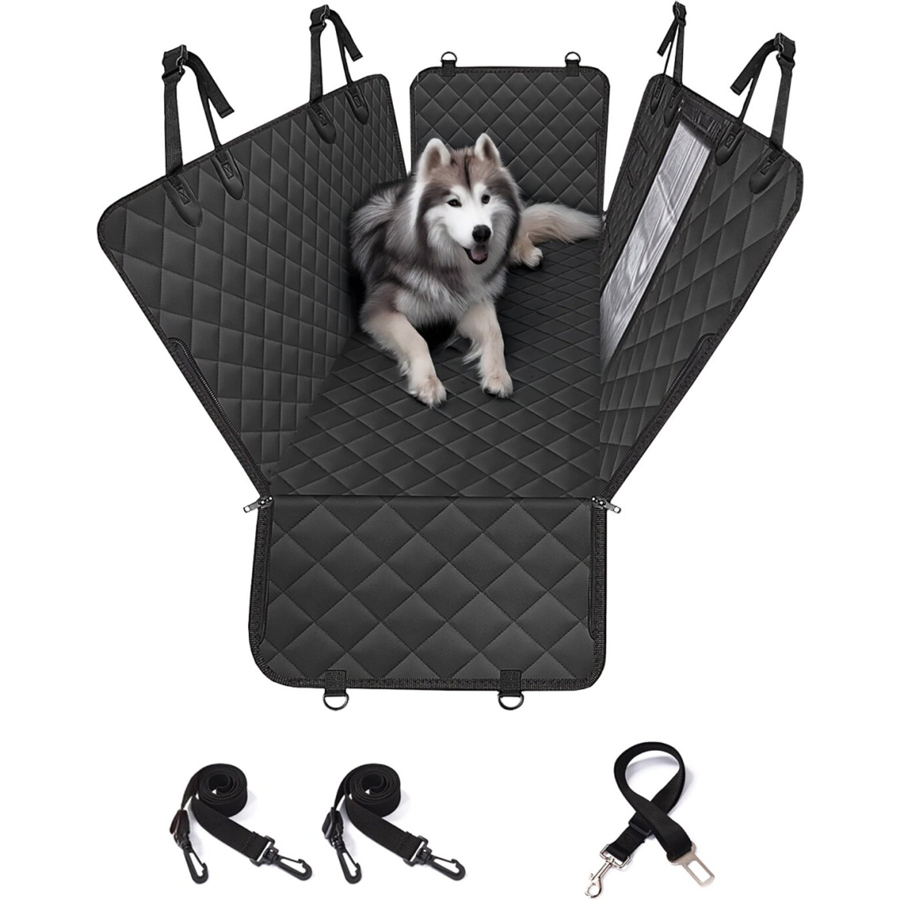 Pettycare 600D Heavy Duty Waterproof & Scratch-Resistant Dog Car Seat Cover for Back Seat, Black, One Size