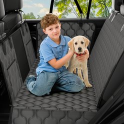 Pettycare Hard Bottom, Mesh Window & Non-Slip Dog Car Seat Cover for Back Seat, Black, One Size
