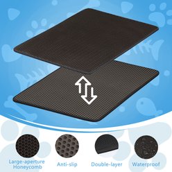 SMONTER Waterproof Non-Slip Honeycomb Cat Litter Box Floor Mat, Black, 30 x 22-in slide 2 of 6