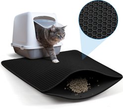 SMONTER Waterproof Non-Slip Honeycomb Cat Litter Box Floor Mat, Black, 30 x 22-in