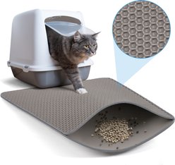 SMONTER Waterproof Non-Slip Honeycomb Cat Litter Box Floor Mat, Gray, 24 x 18-in