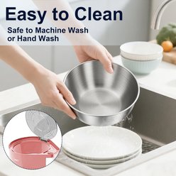 UPSKY 304 Metal Dual Food & Water Functional Stainless Steel Anti-Skid Dog & Cat Bowl Set with Lids, Pink slide 2 of 8