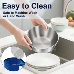UPSKY 304 Metal Dual Food & Water Functional Stainless Steel Anti-Skid Dog & Cat Bowl Set with Lids, Blue slide 2 of 8