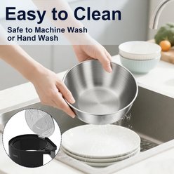 UPSKY 304 Metal Dual Food & Water Functional Stainless Steel Anti-Skid Dog & Cat Bowl Set with Lids, Black slide 2 of 8