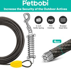Petbobi Heavy-Duty 16-in Ground Stake Dog Tie-Out Cable with Spring, Black, 30-ft slide 2 of 6