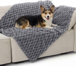 Bedsure Washable Fleece Dog & Cat Blanket, Grey, Large