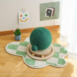 Fairela Cactus Interactive Jute Rope 9-in Hemp Cat Scratching Ball with Rolling Base, Green