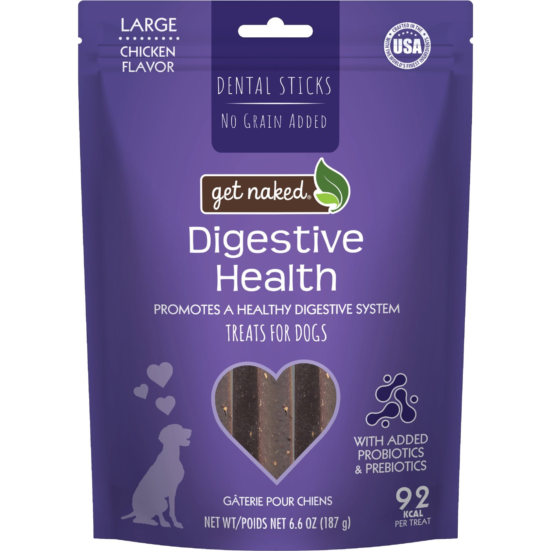 Get Naked Digestive Health Dental Chew Sticks Dog Treats, Large