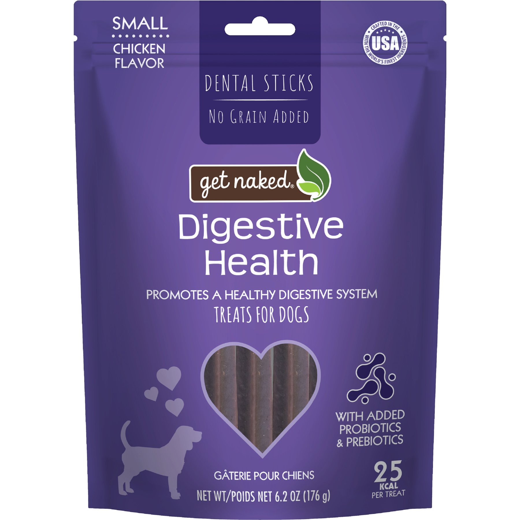 Get Naked Digestive Health Grain-Free Dental Stick Dog Treats, Small, 36 count