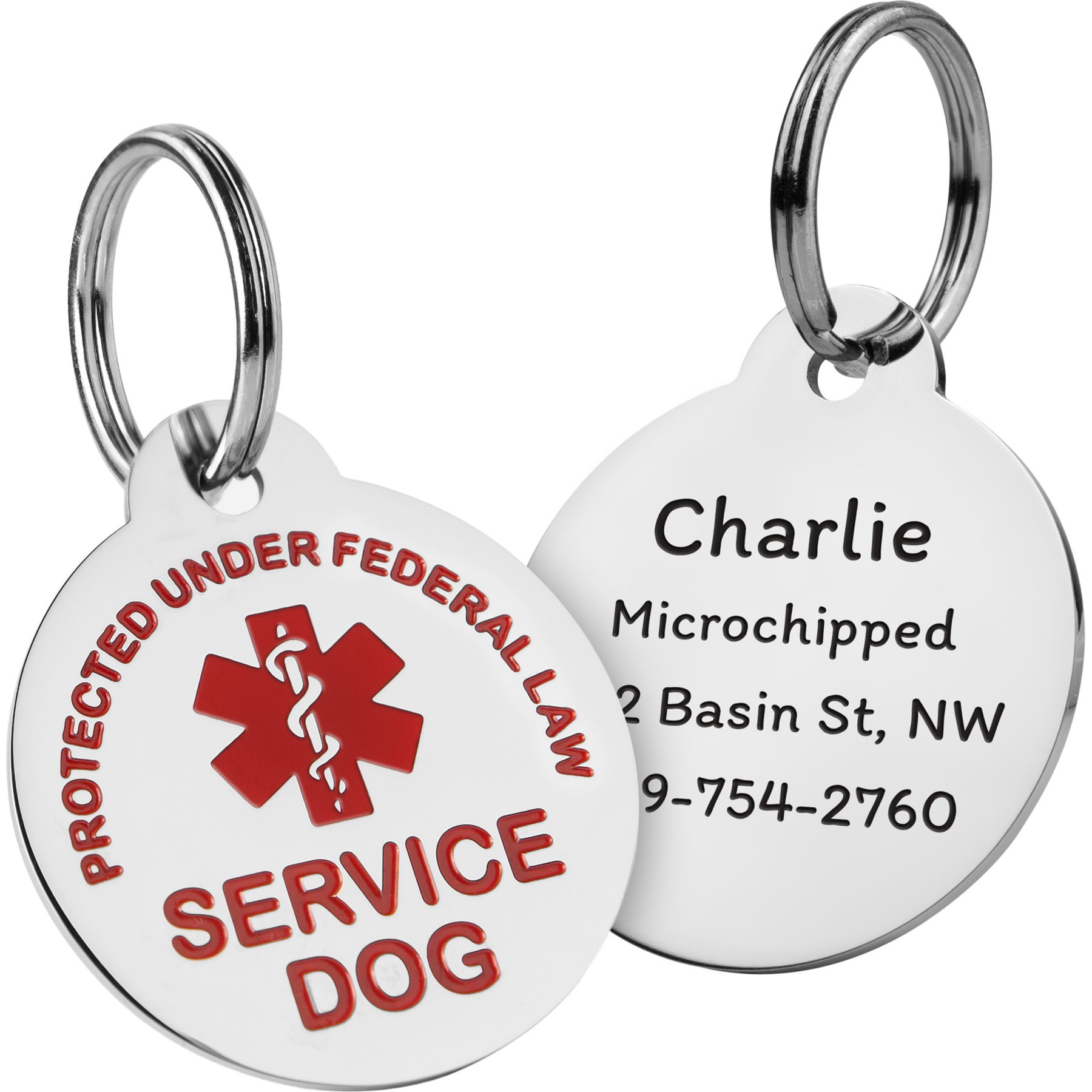 GoTags Circle Personalized Service Dog & Cat ID Tag, Regular