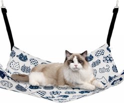 NonoPets Adjustable Cat Hammock Bed Cage Replacement for Cats & Smallpets, White/Blue, Large slide 1 of 6