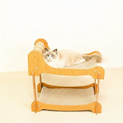 NonoPets Dual-Level Bamboo Feline Suspended Breathable Sisal Lounger Hammock Cat Bed with Integrated Stress-Relief Scratching Spheres, Large