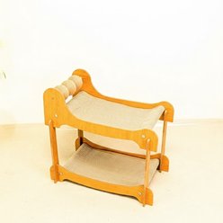 NonoPets Dual-Level Bamboo Feline Suspended Breathable Sisal Lounger Hammock Cat Bed with Integrated Stress-Relief Scratching Spheres, Large slide 2 of 3