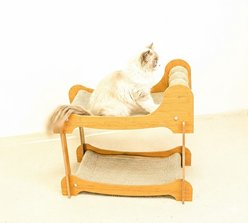 NonoPets Dual-Level Bamboo Feline Suspended Breathable Sisal Lounger Hammock Cat Bed with Integrated Stress-Relief Scratching Spheres, Mediun slide 2 of 3