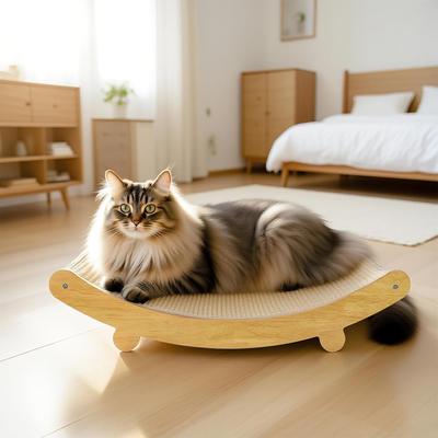 Show full view: NonoPets Multi-Functional Wooden Durable Sisal Post Scratcher Bed for Small Pets & Cats with Cozy Napping Lounge slide 2 of 4